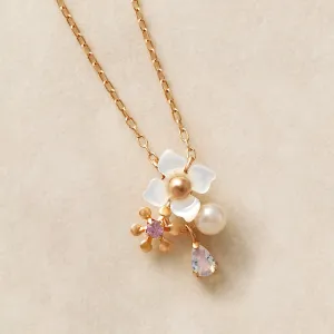 10K Rose Gold Rhodolite Garnet Holy Flower Necklace