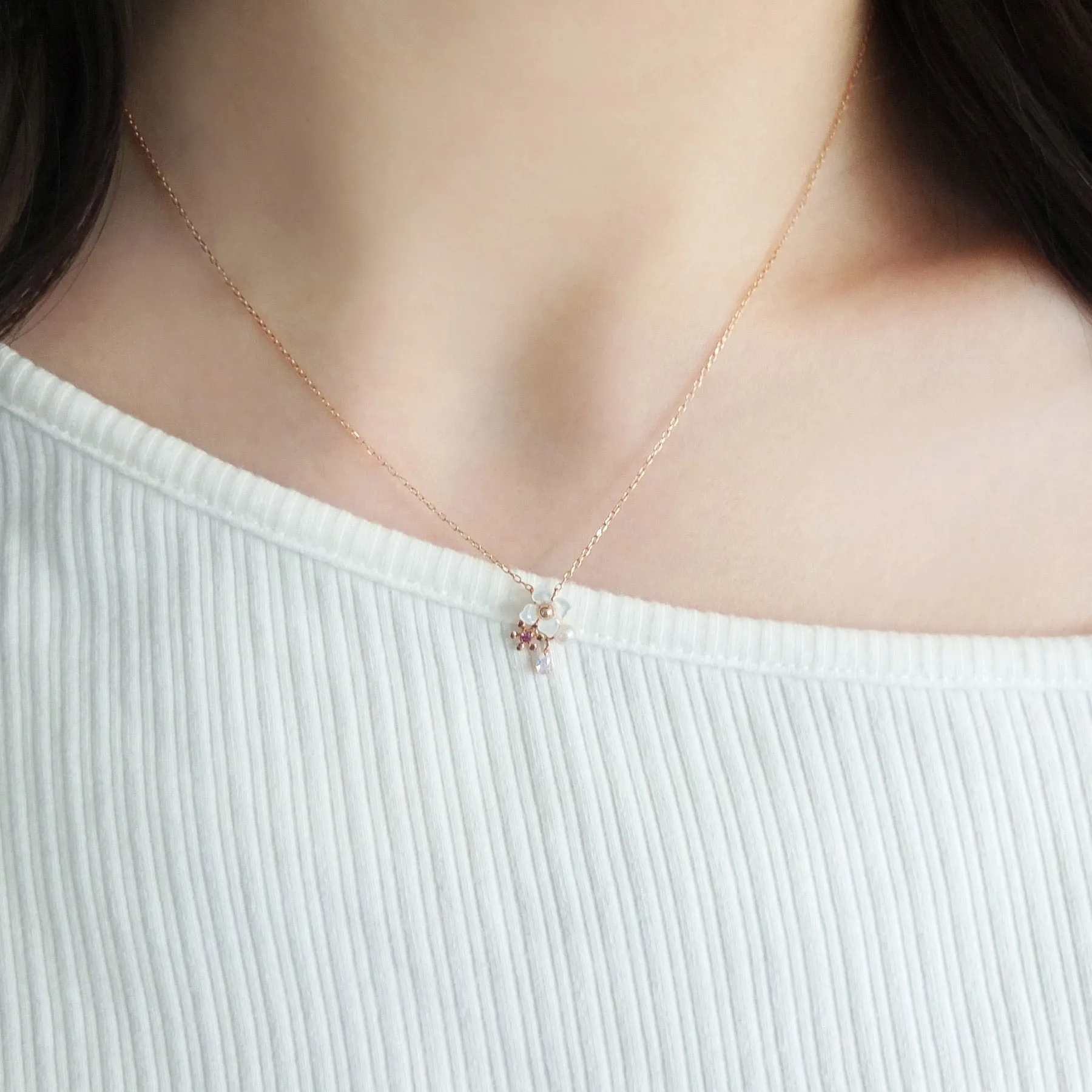 10K Rose Gold Rhodolite Garnet Holy Flower Necklace