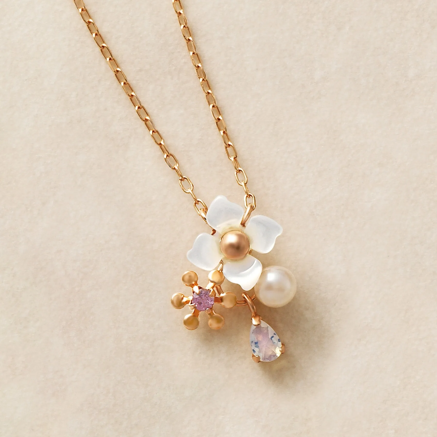 10K Rose Gold Rhodolite Garnet Holy Flower Necklace