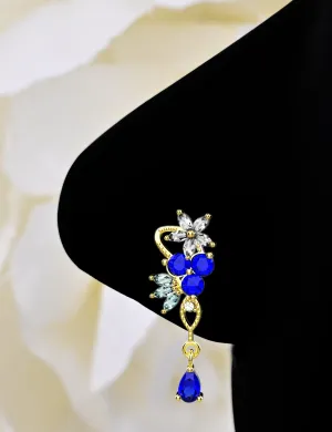 14k Gold Dangle Nose Ring – Sapphire Nose Stud Jewelry