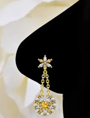 14K Gold Dangling Chain Nose Stud – Elegant Piercing Jewelry