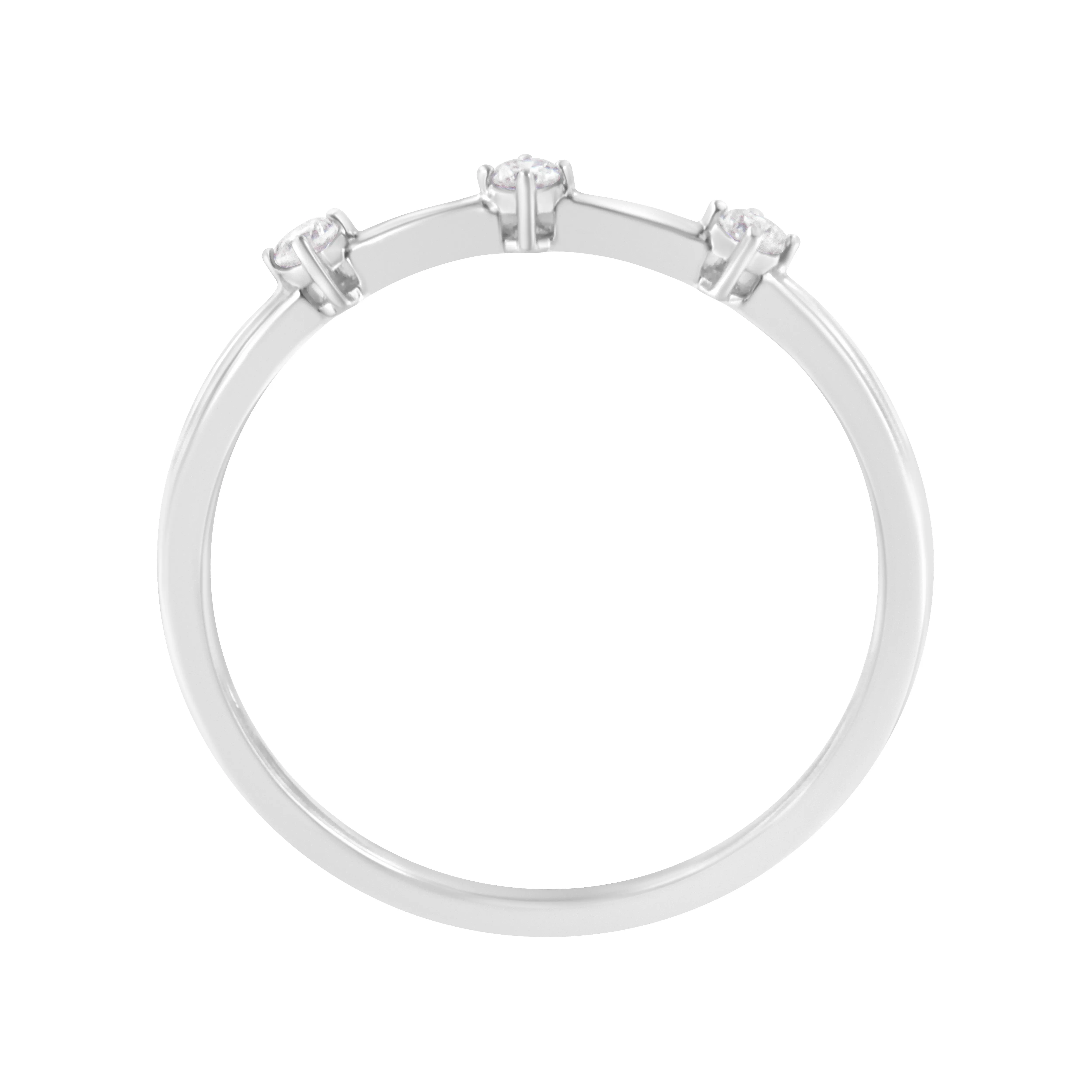 14kt Gold Plated Tri Tone .925 Sterling Silver 1/3 Cttw Prong-Set Round-Cut Diamond Three Piece Stackable Band Ring Set