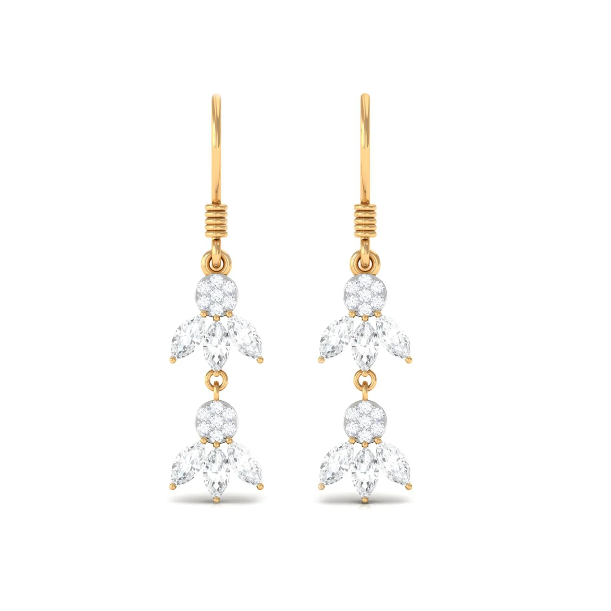 1.75 CT Nature Inspired Zircon Dangle Earrings in Gold