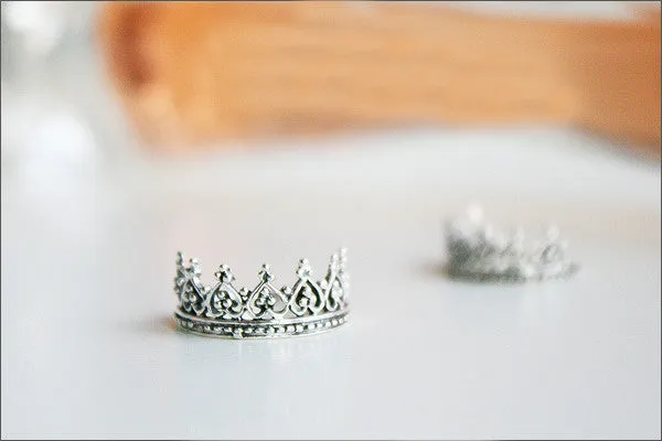 925 Sterling Silver Princess Crown Ring/ Queen Crown Ring Gift Idea Rocker Gothic Woman Jewelry -  Silver ring (SR-060)