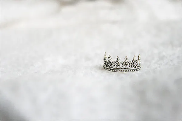 925 Sterling Silver Princess Crown Ring/ Queen Crown Ring Gift Idea Rocker Gothic Woman Jewelry -  Silver ring (SR-060)