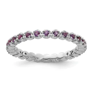 Amethyst Sterling Silver Stackable Eternity Ring | Size 10