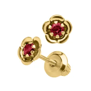 Birthstone Flower Kids Stud Earrings - July