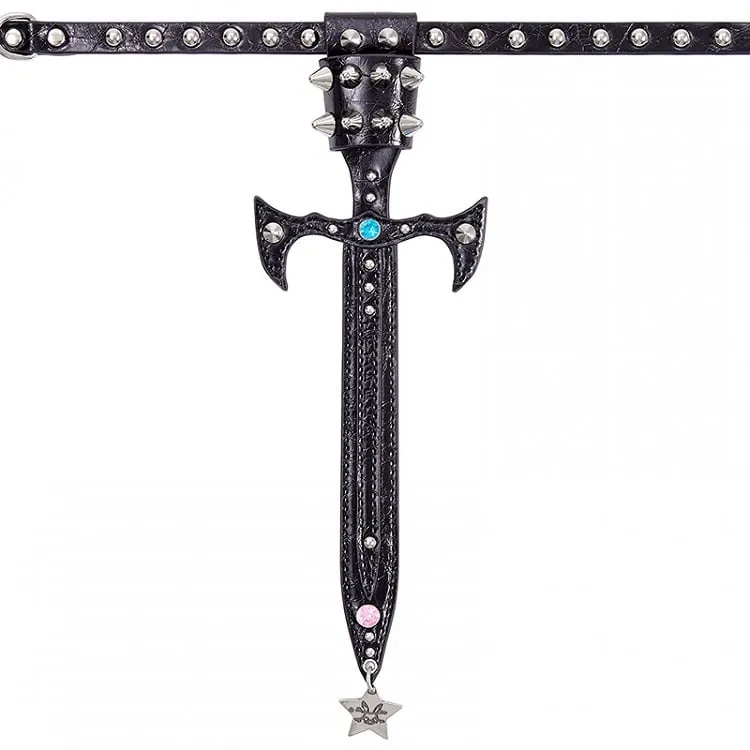 Black/Silver Studs Sword-Shaped Tie Choker