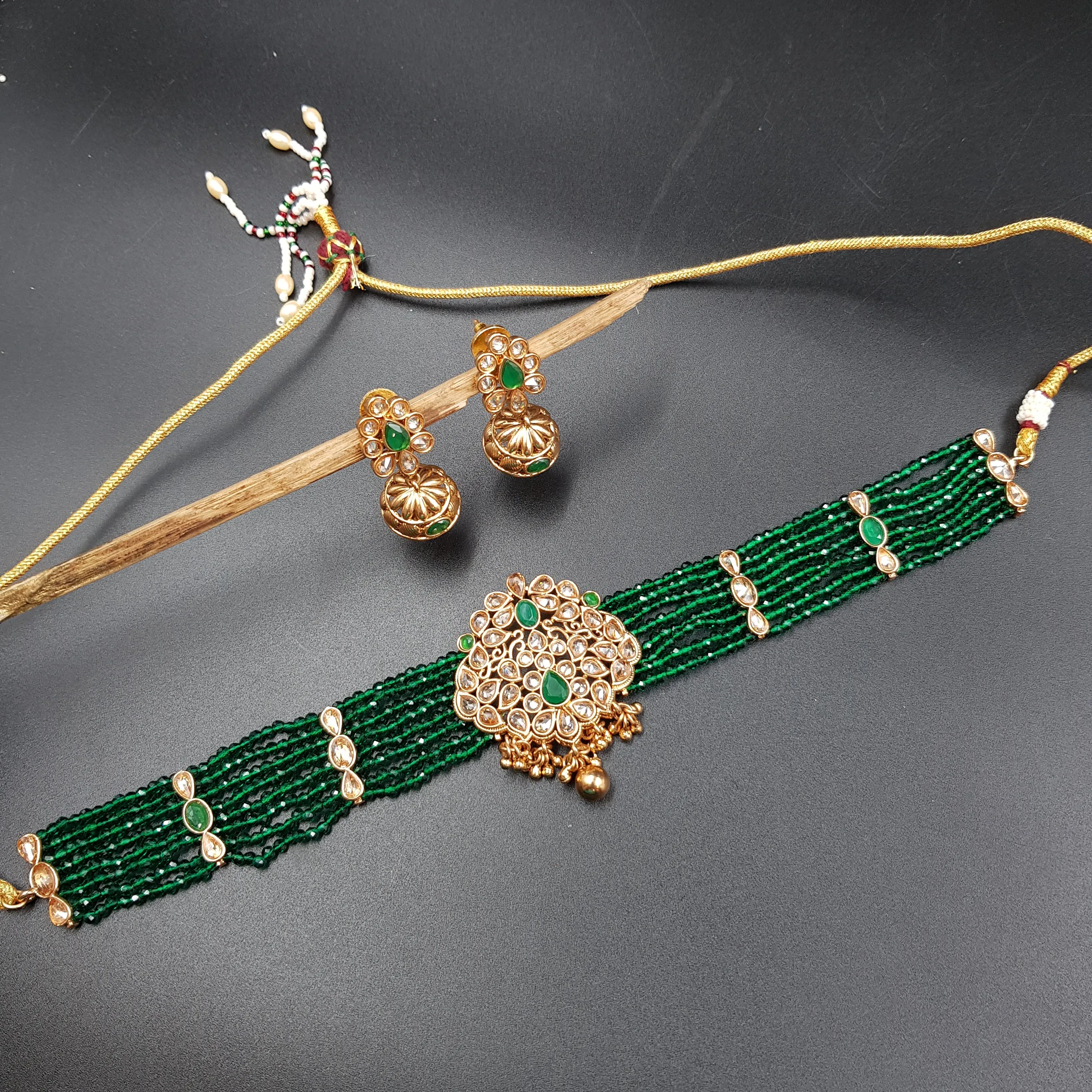 Choker Gold Look Necklace Set 3567-28