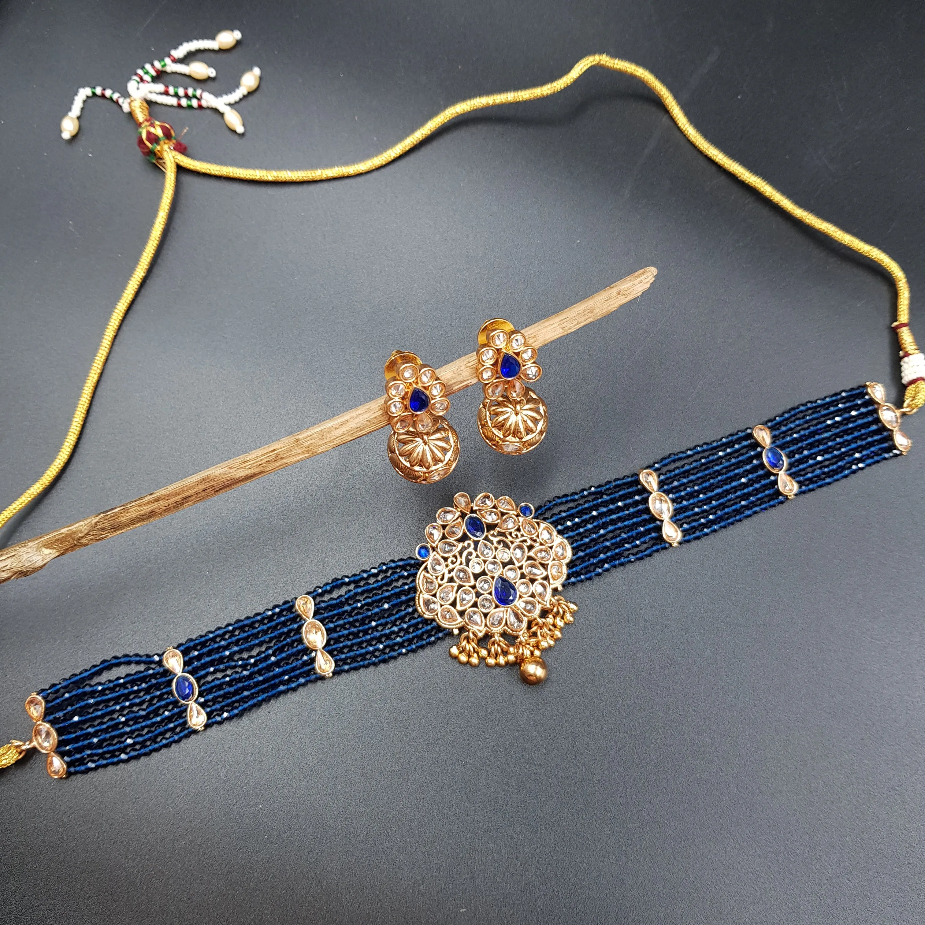Choker Gold Look Necklace Set 3567-28