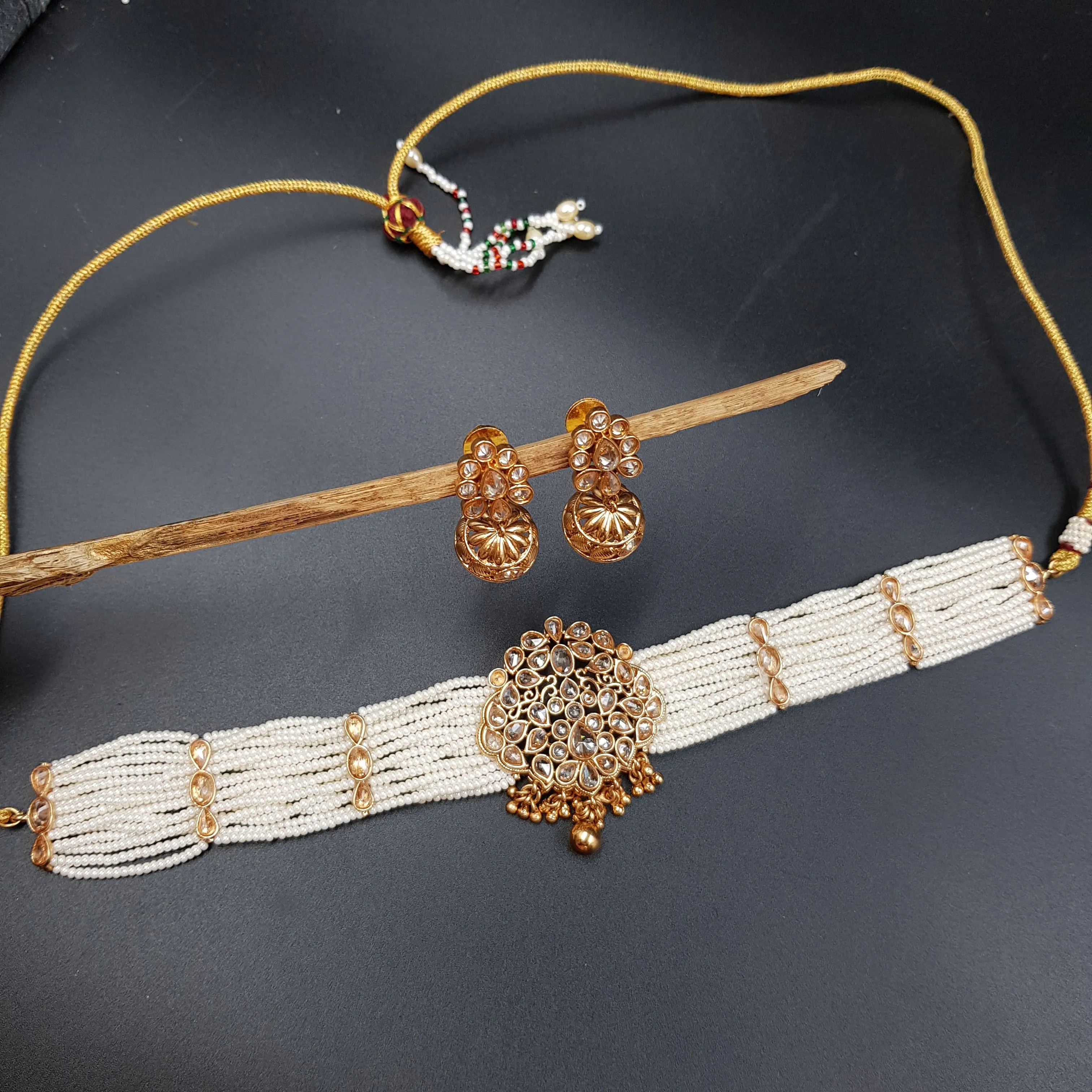 Choker Gold Look Necklace Set 3567-28