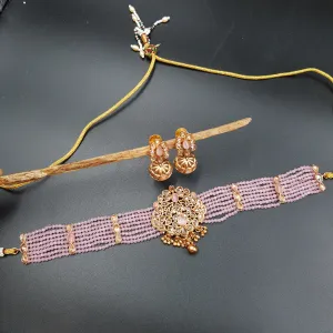 Choker Gold Look Necklace Set 3567-28