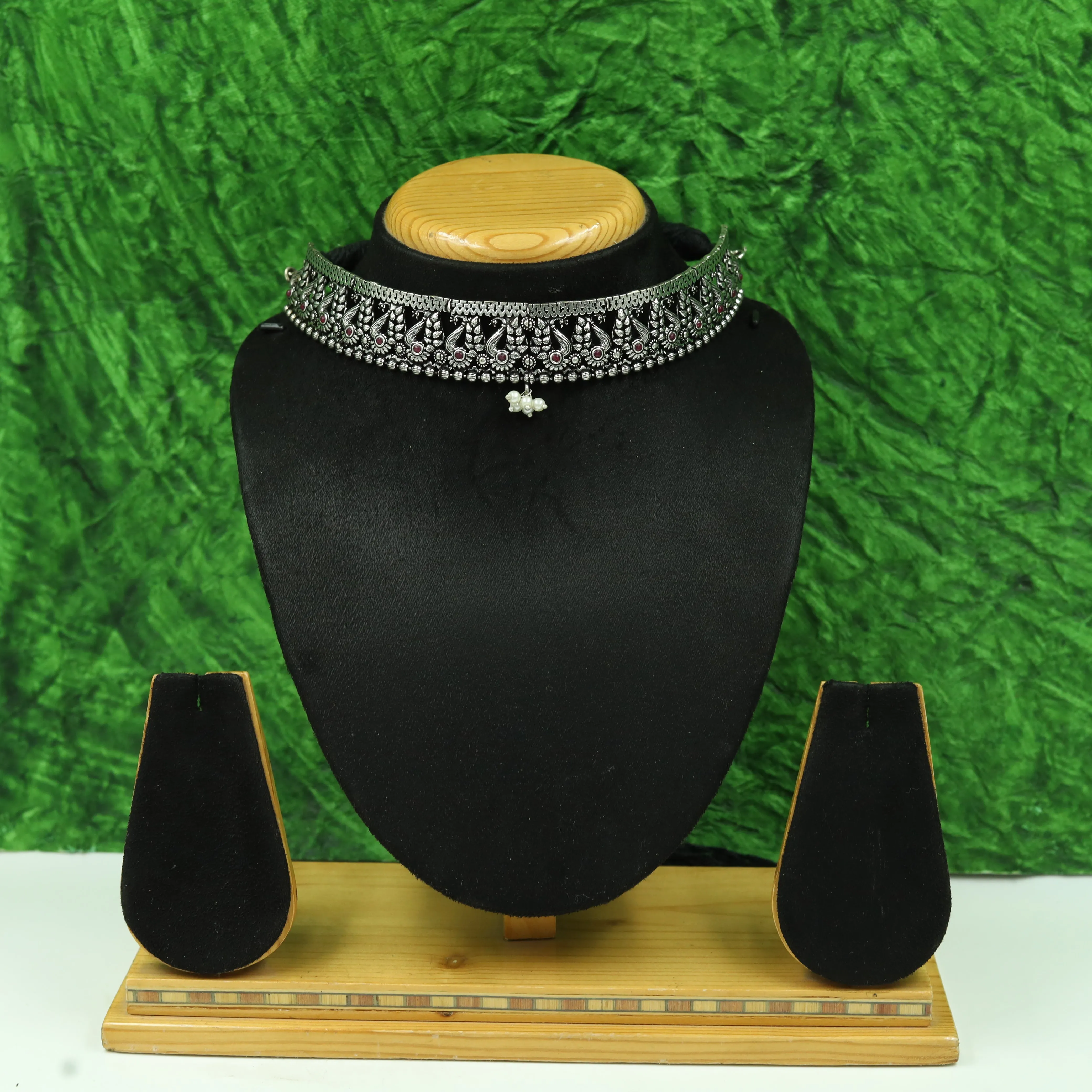 Choker Oxidized Necklace Set 4378-R