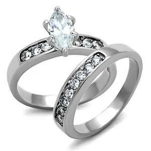 CJG1386 Wholesale Marquise Cut Stacked Stainless Steel CZ Ring