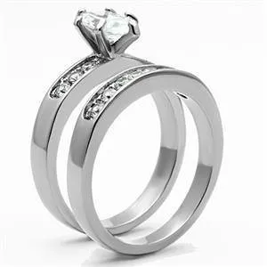 CJG1386 Wholesale Marquise Cut Stacked Stainless Steel CZ Ring