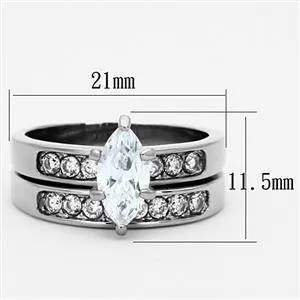 CJG1386 Wholesale Marquise Cut Stacked Stainless Steel CZ Ring