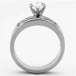 CJG1386 Wholesale Marquise Cut Stacked Stainless Steel CZ Ring