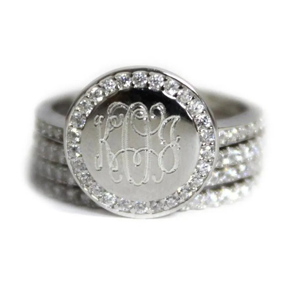 CZ Monogram Stackable Ring Set