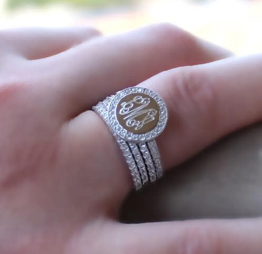 CZ Monogram Stackable Ring Set