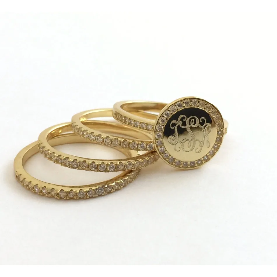 CZ Monogram Stackable Ring Set