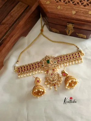 CZ peacock pendant choker NC722