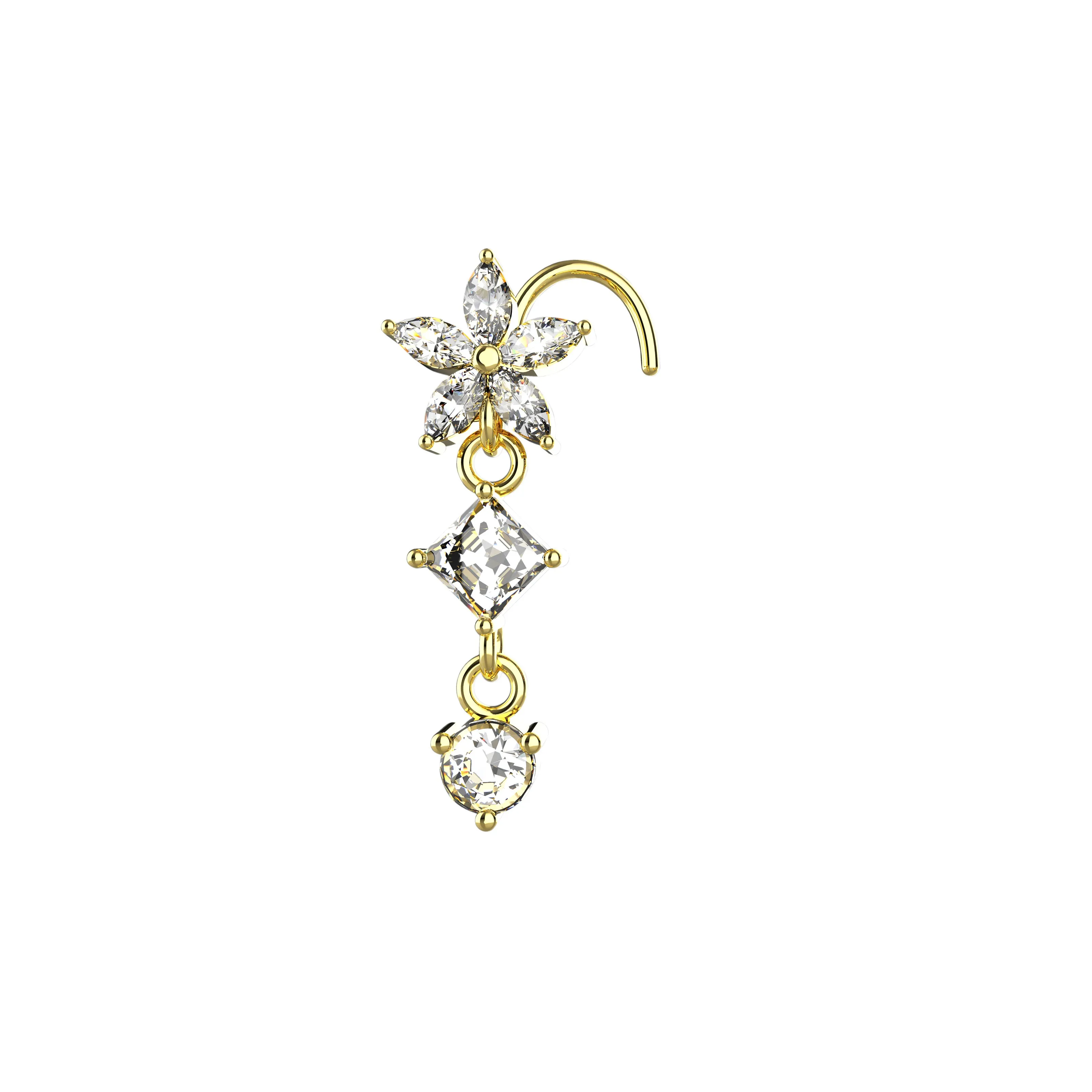 dangle nose ring & Indian nose ring – gold nose stud