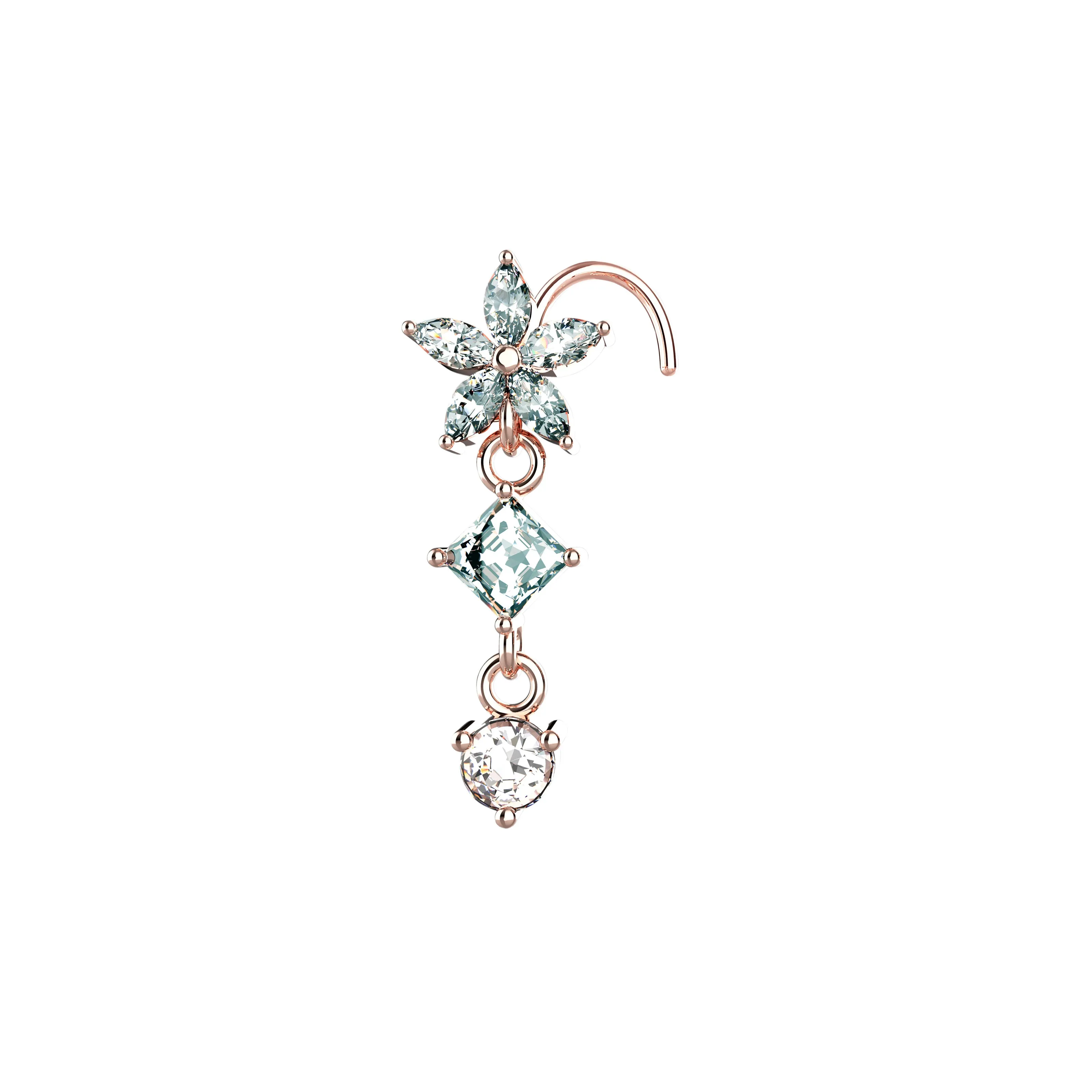 dangle nose ring & Indian nose ring – gold nose stud