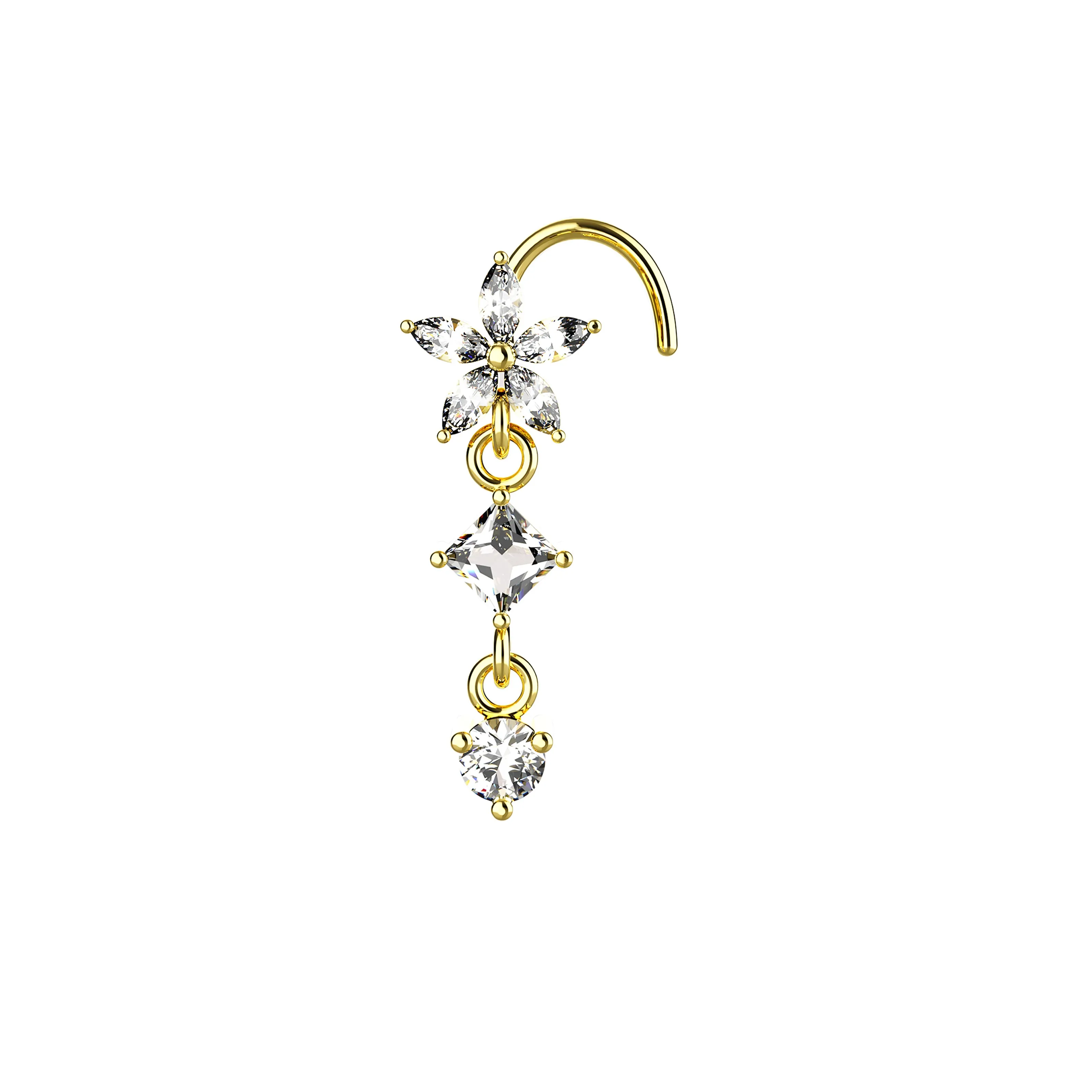 dangle nose ring & Indian nose ring – gold nose stud