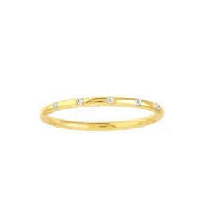 Diamond Stations Thin Band Ring | 14K Yellow Gold | Size 8