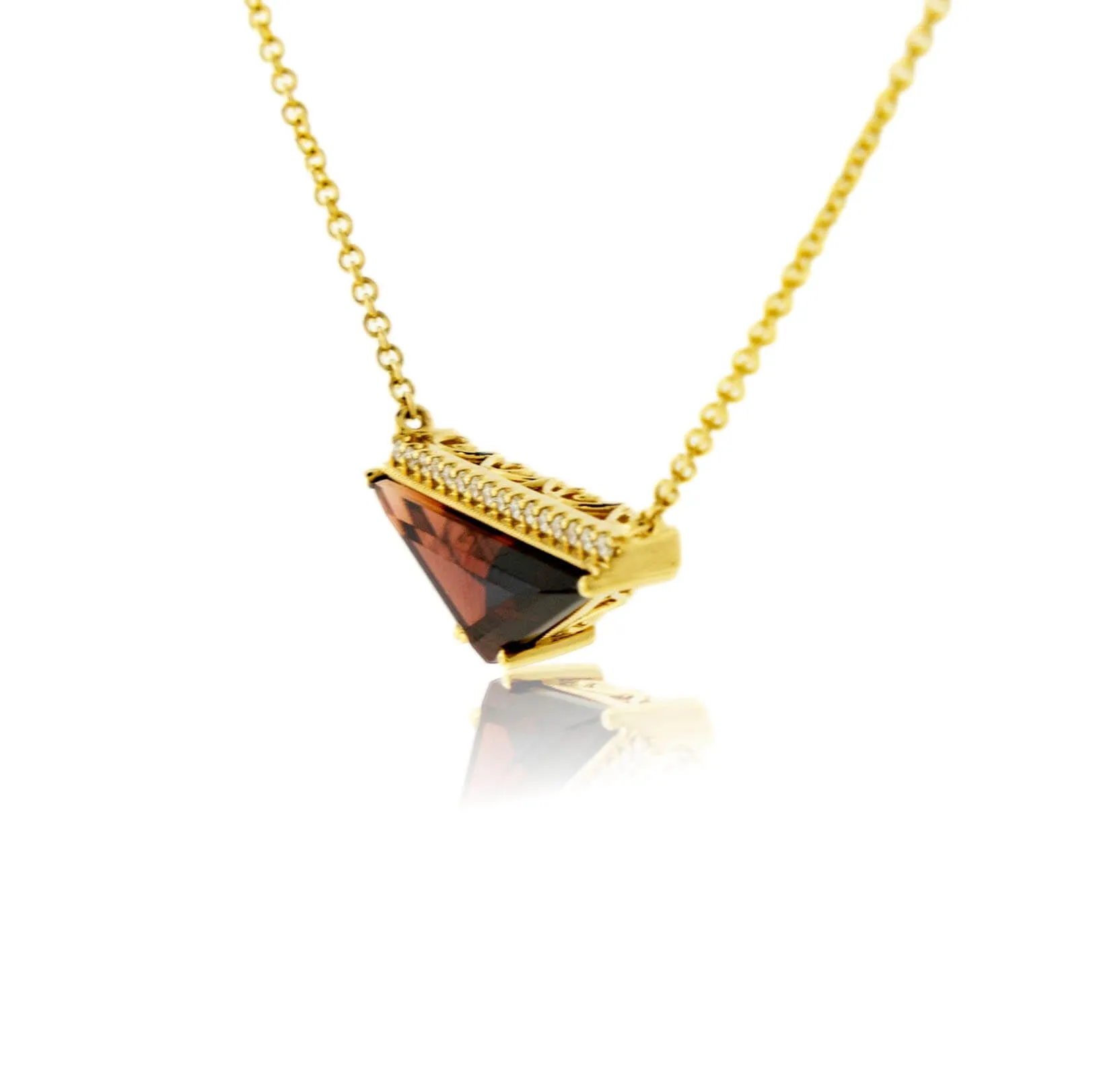 Fancy Cut Garnet & Diamond Accented Pendant