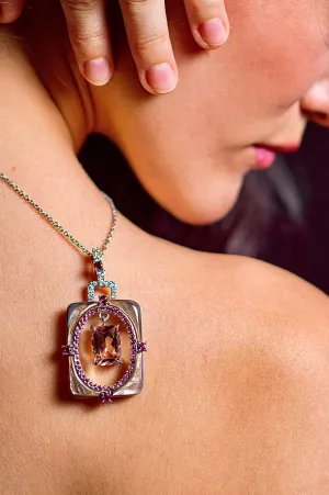 Floating Frame Cor-de-Rosa Morganite Pendant Necklace