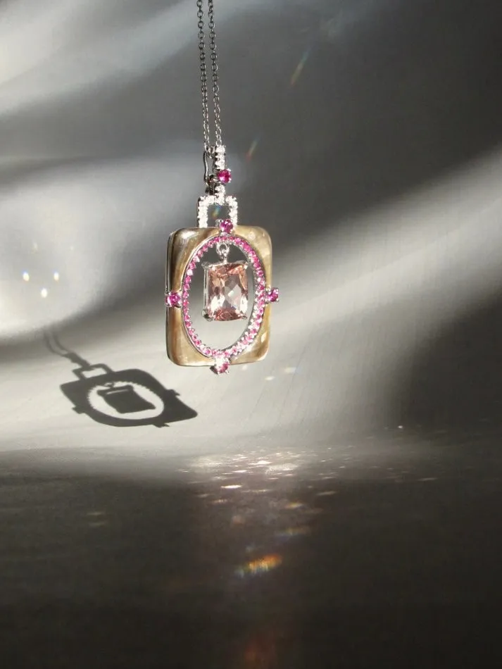 Floating Frame Cor-de-Rosa Morganite Pendant Necklace