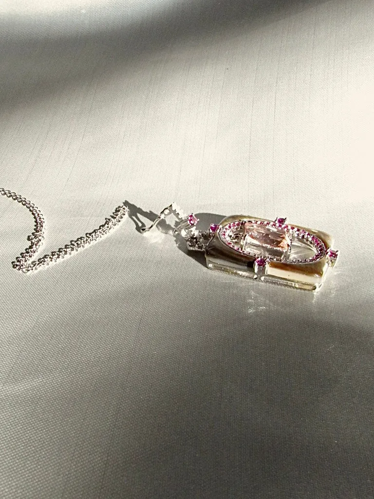 Floating Frame Cor-de-Rosa Morganite Pendant Necklace