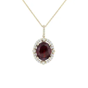 Garnet & Diamond Oval Fancy Halo Pendant