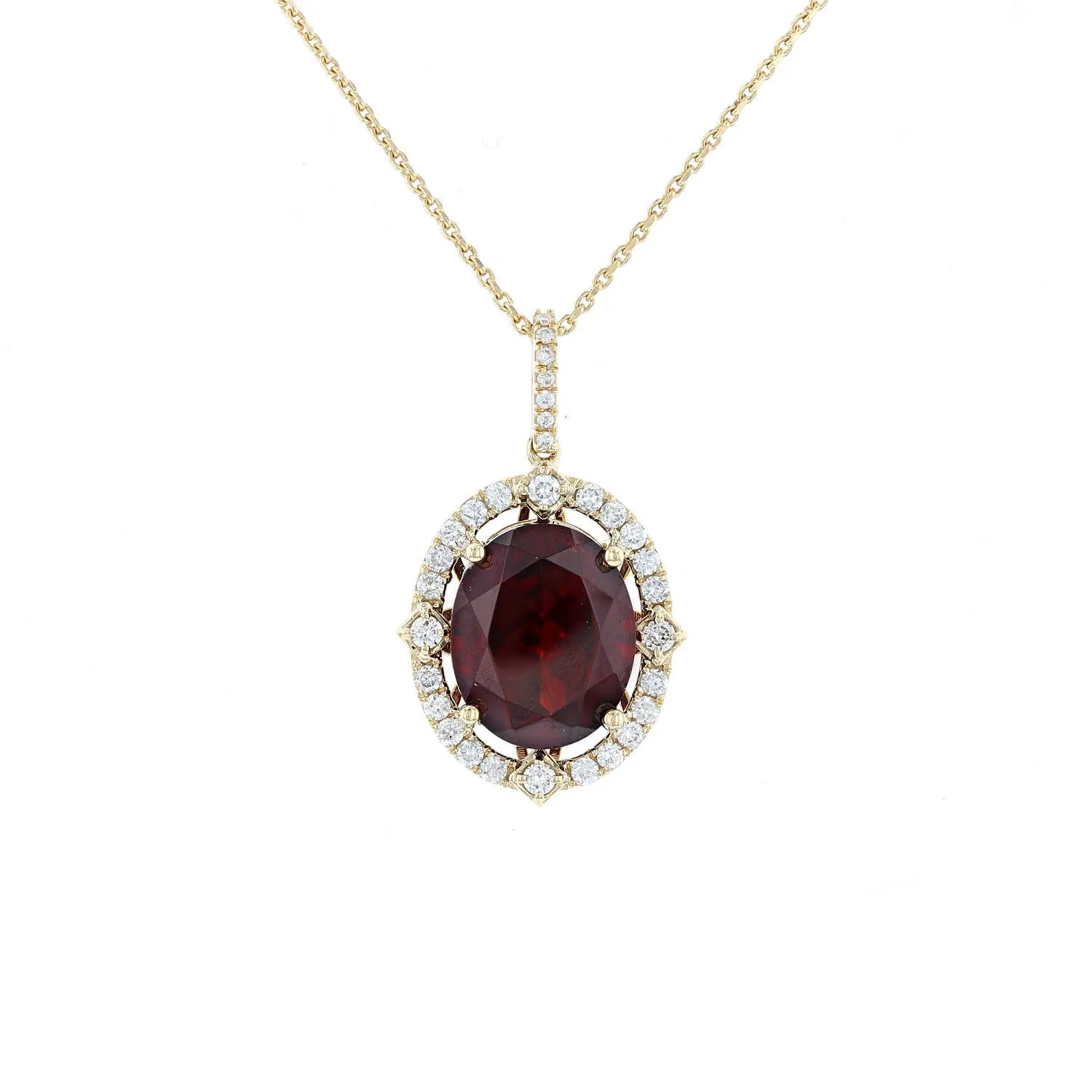 Garnet & Diamond Oval Fancy Halo Pendant