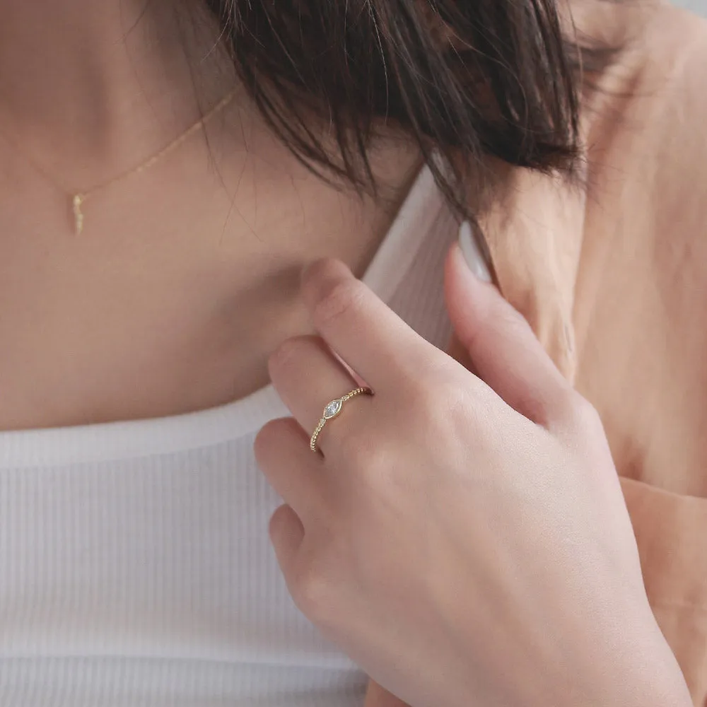 Gold Plated Almond Ball Ring