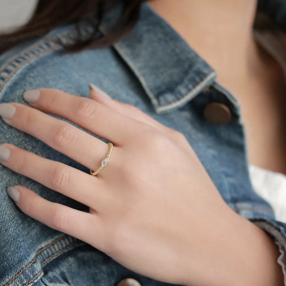 Gold Plated Almond Ball Ring
