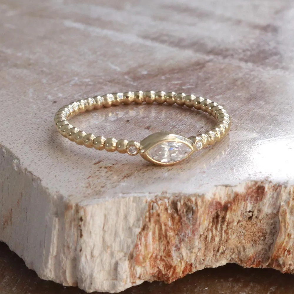 Gold Plated Almond Ball Ring