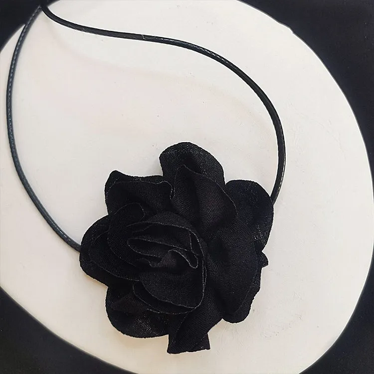 Gothic Black Camellia Choker