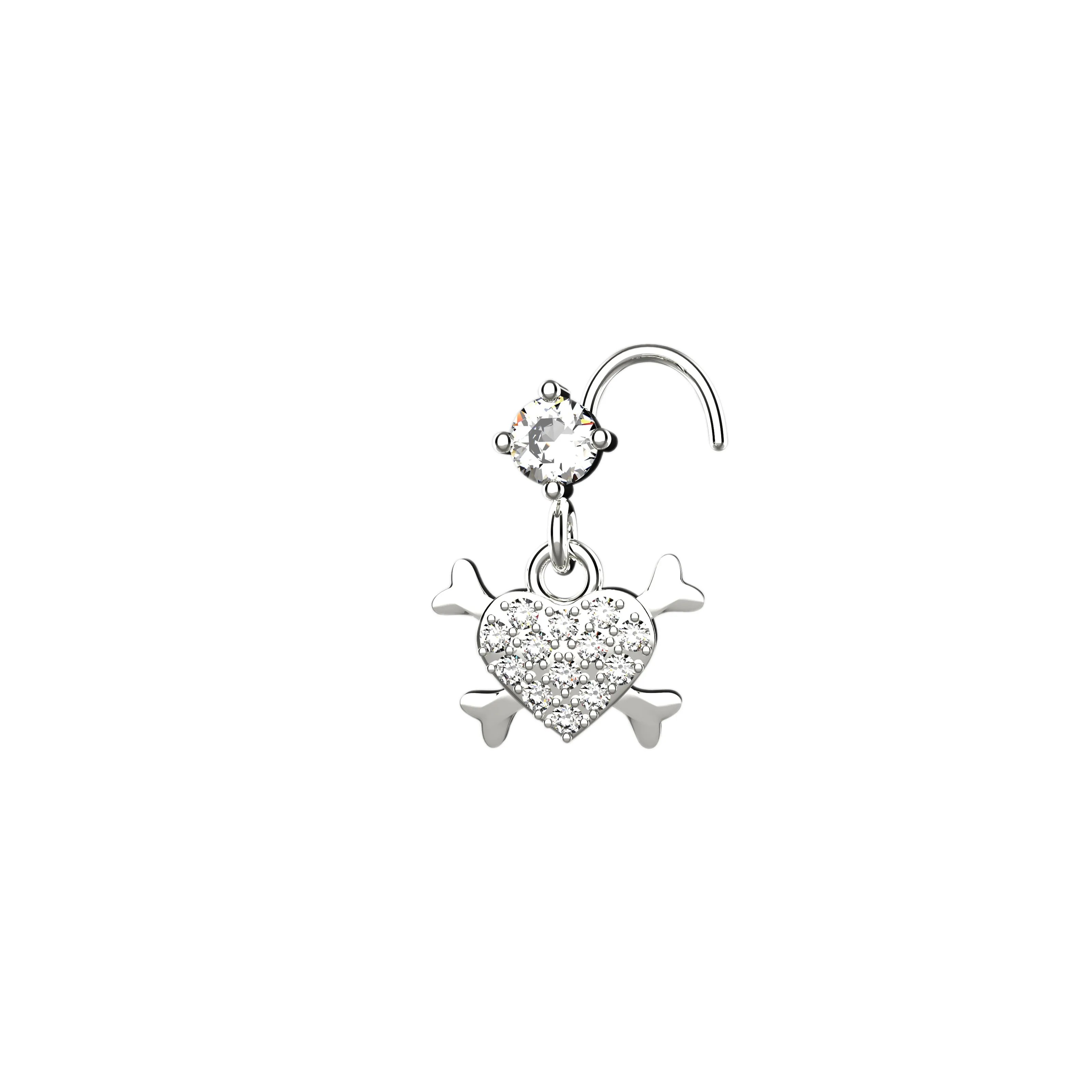 Heart Dangle Nose Piercing | Cute Nose Jewelry for Women