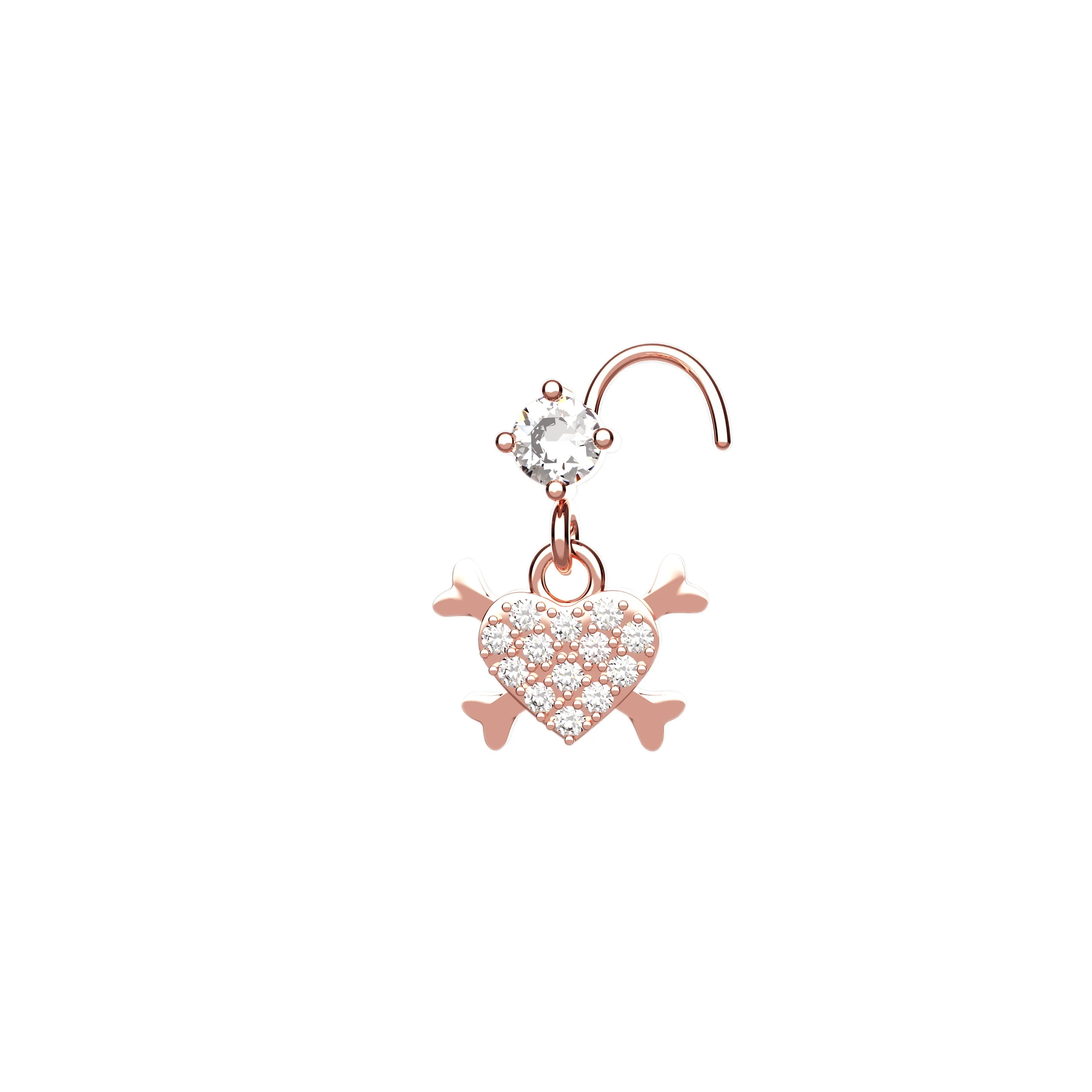 Heart Dangle Nose Piercing | Cute Nose Jewelry for Women