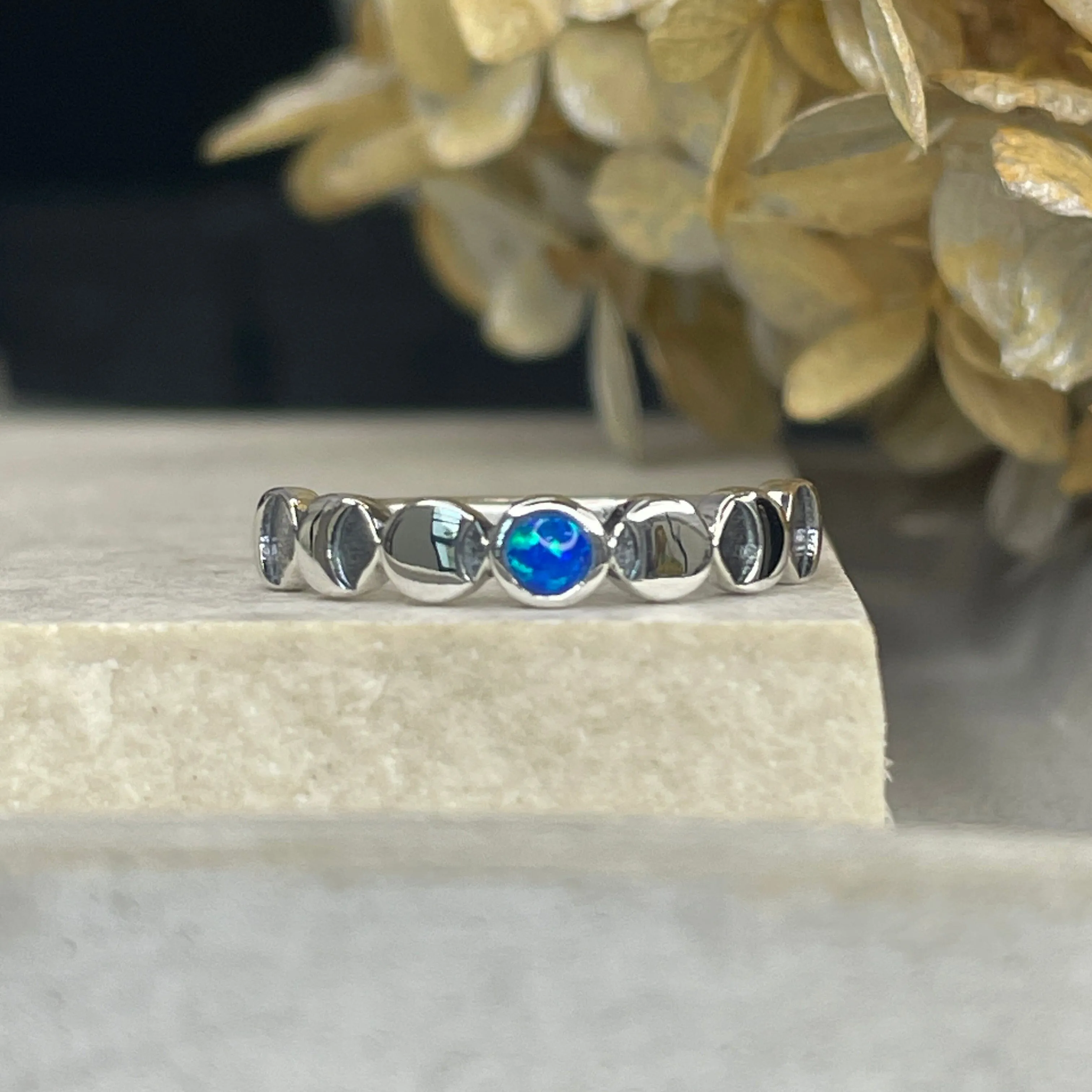 Lunar Phases Ring - Blue Opal