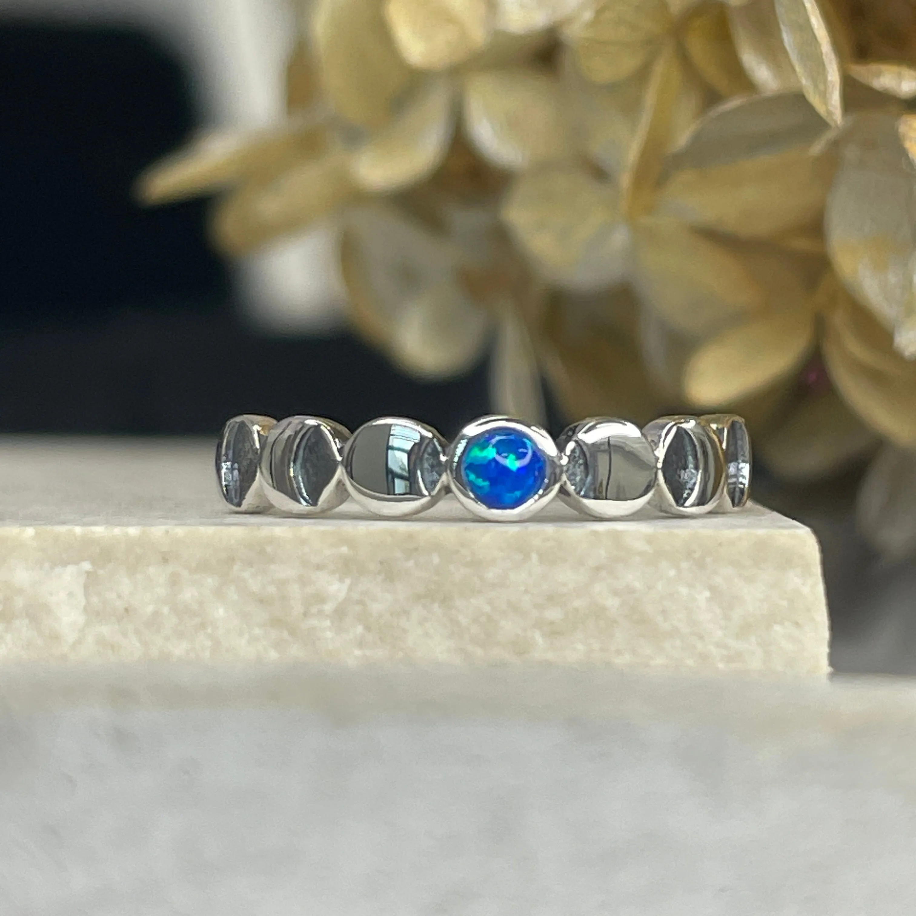 Lunar Phases Ring - Blue Opal