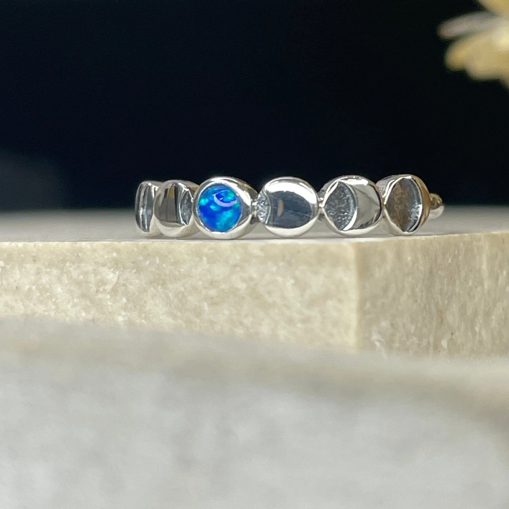Lunar Phases Ring - Blue Opal