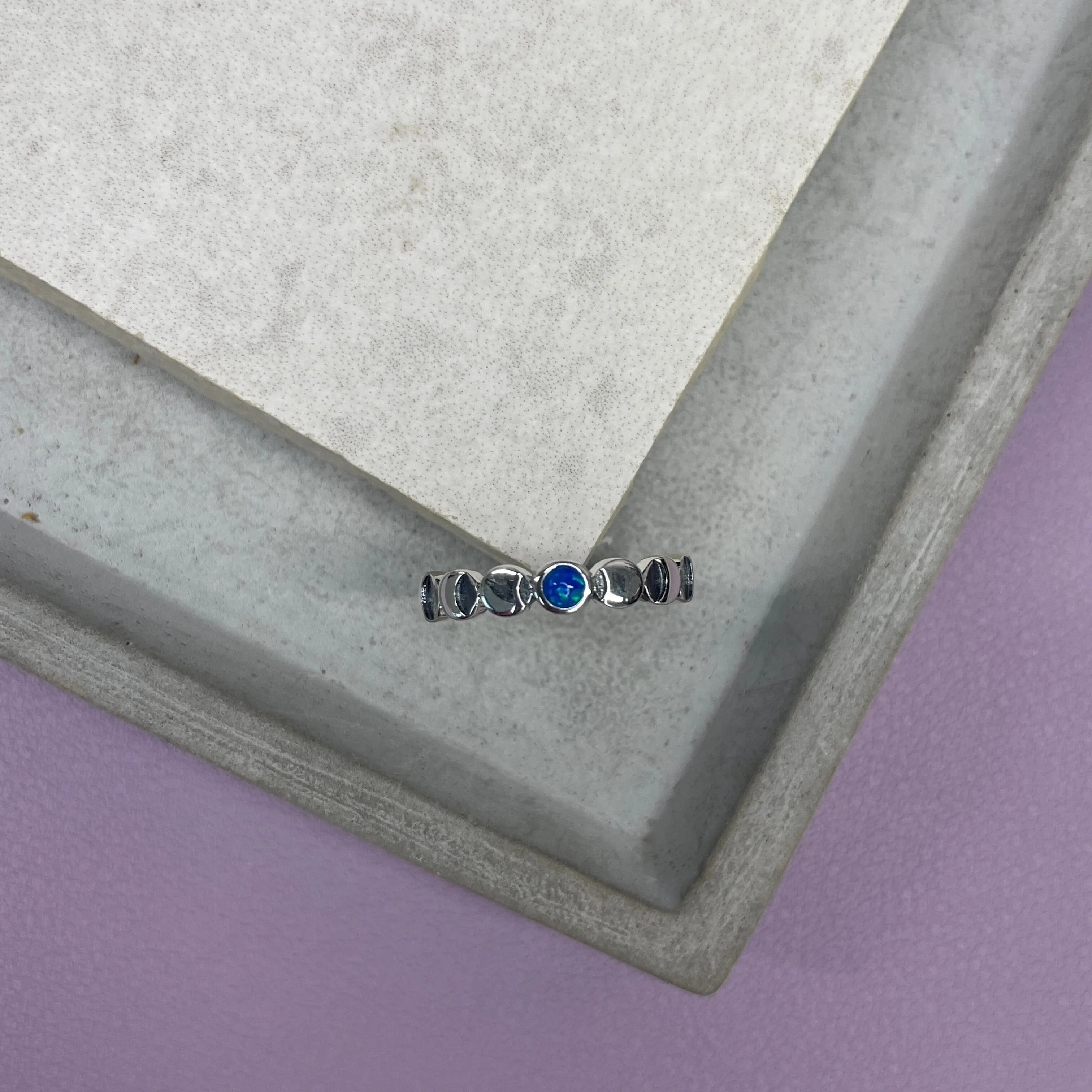 Lunar Phases Ring - Blue Opal