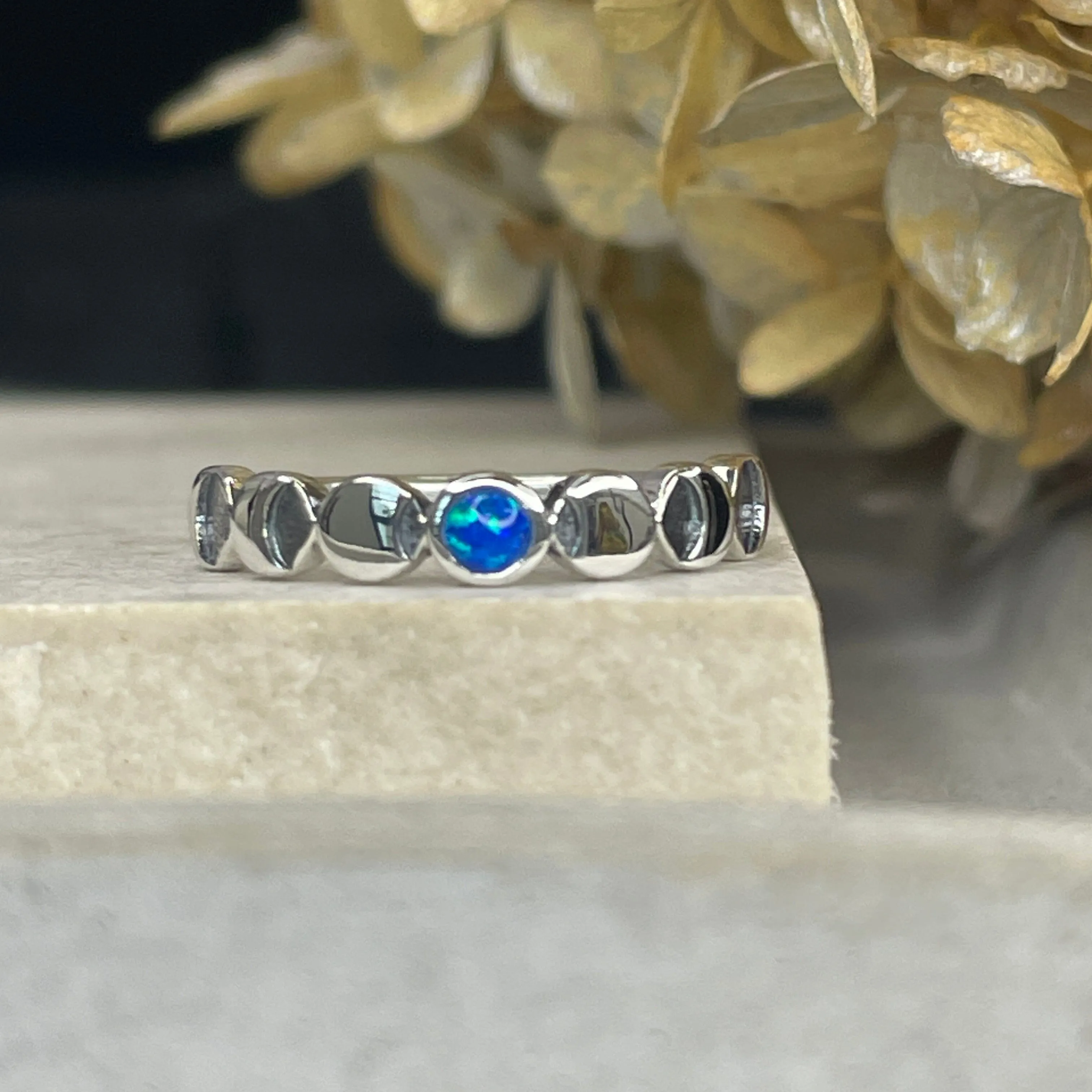 Lunar Phases Ring - Blue Opal