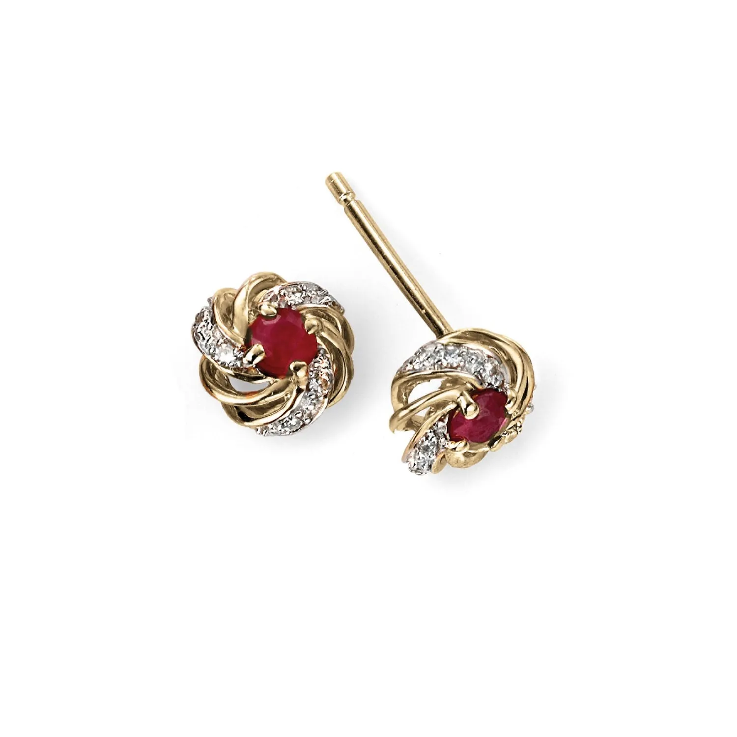 MILENA Gold Earrings with Ruby and Diamonds