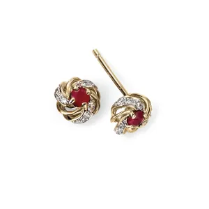 MILENA Gold Earrings with Ruby and Diamonds
