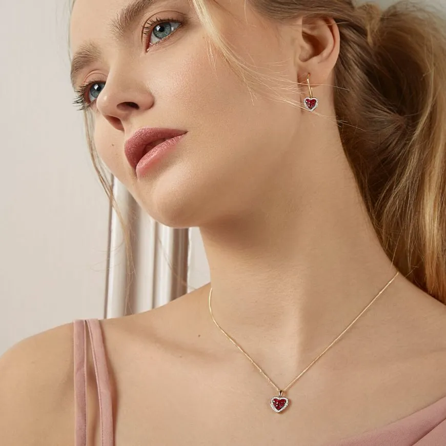 MILENA Ruby & Diamond Heart Earrings