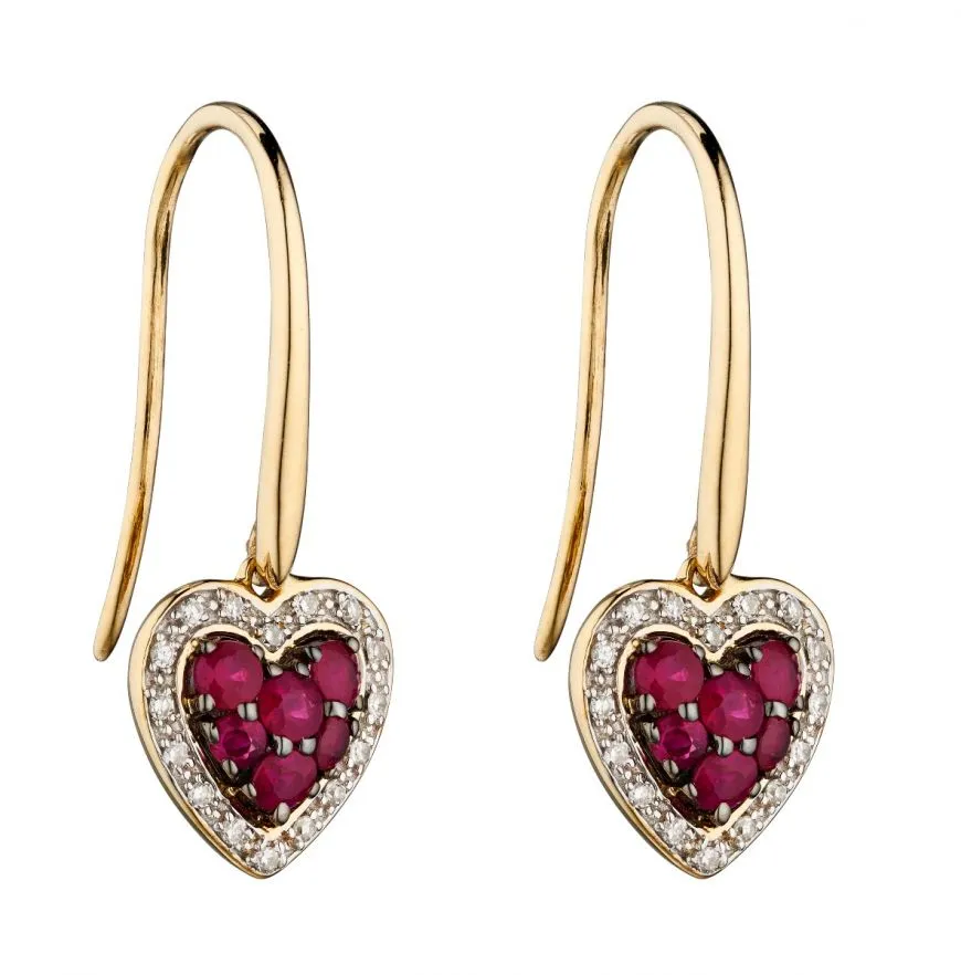 MILENA Ruby & Diamond Heart Earrings